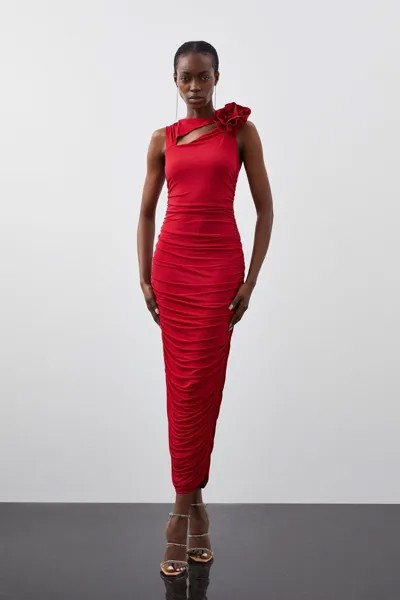 Платье макси из джерси с розеткой и драпировкой Karen Millen, красный
