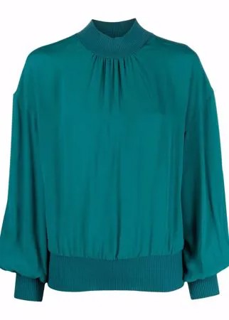 Boutique Moschino креповая блузка с высоким воротником и сборками