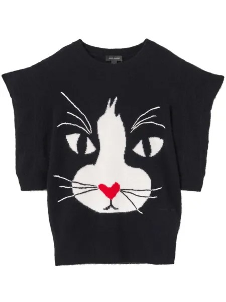Marc Jacobs джемпер из кашемира с рисунком «кот-интарсия», черный