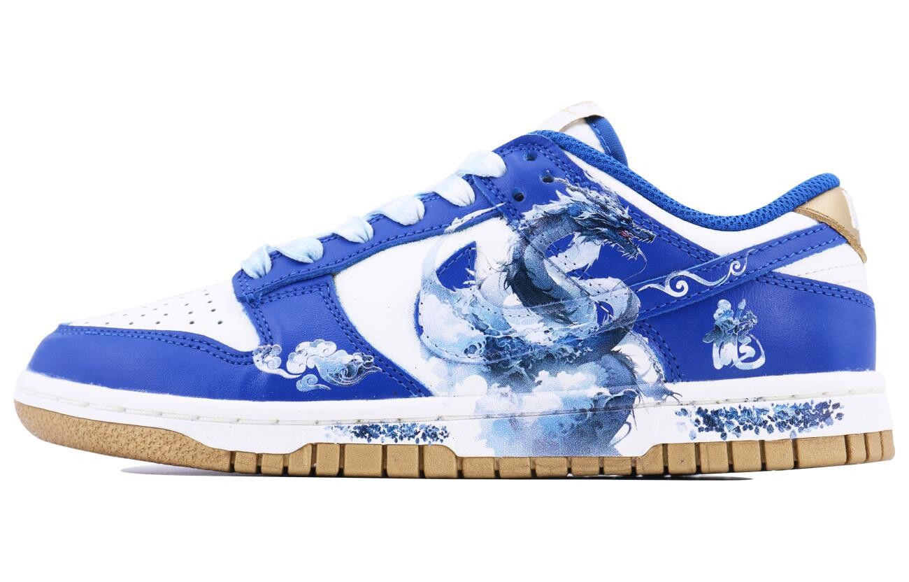 Кроссовки Nike Dunk Skateboarding Shoes Women's Low-top Blue/gold, золотой