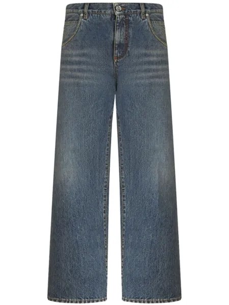 ETRO укороченные джинсы широкого кроя, синий
