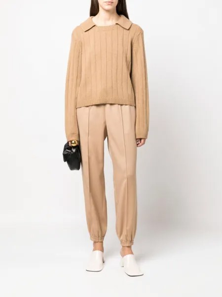 Jil Sander спортивные брюки с кулиской и эластичными манжетами, нейтральный цвет