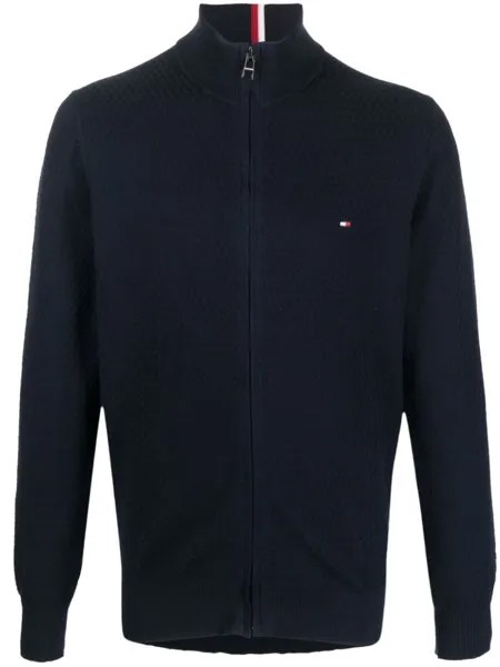 Tommy Hilfiger кардиган с нашивкой-логотипом, синий