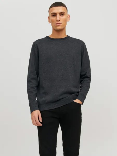 Пуловер Jack & Jones Dünner Langarm Strick Basic JJEBASIC, темно серый