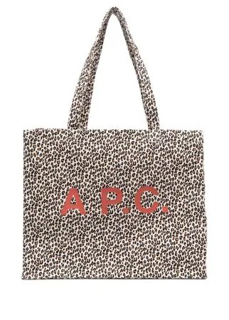 A.P.C. сумка-шопер с леопардовым принтом