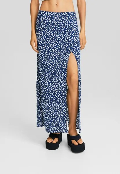 Юбка с запахом Print Seamed Bershka, цвет royal blue