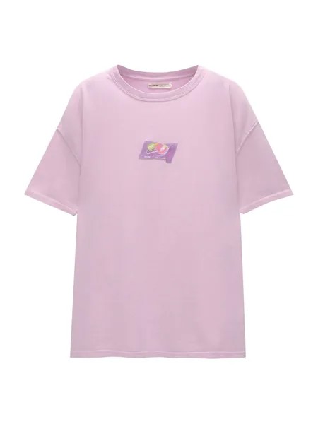 Футболка Pull&Bear, цвет Pastel Purple/Dark Purple