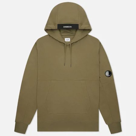 Мужская толстовка C.P. Company Diagonal Raised Fleece Hooded, цвет оливковый, размер S