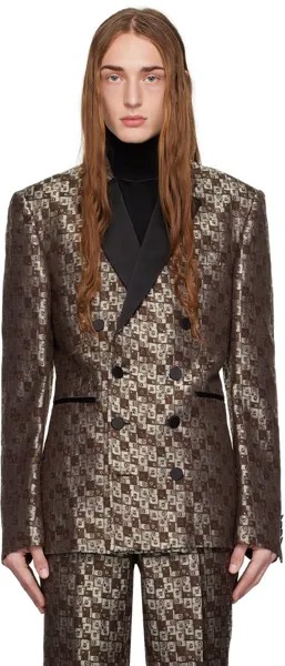 Коричневый двубортный пиджак Dries Van Noten, цвет Brown