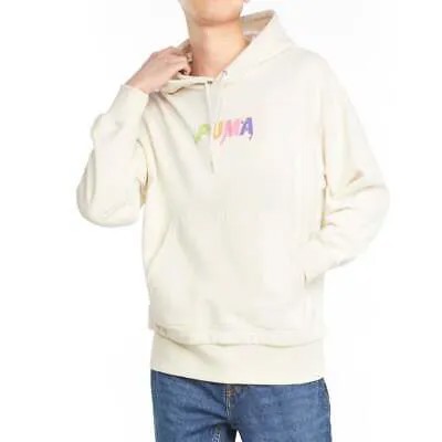 Puma Downtown Graphic Pullover Hoodie Mens Off White Повседневная спортивная верхняя одежда 5