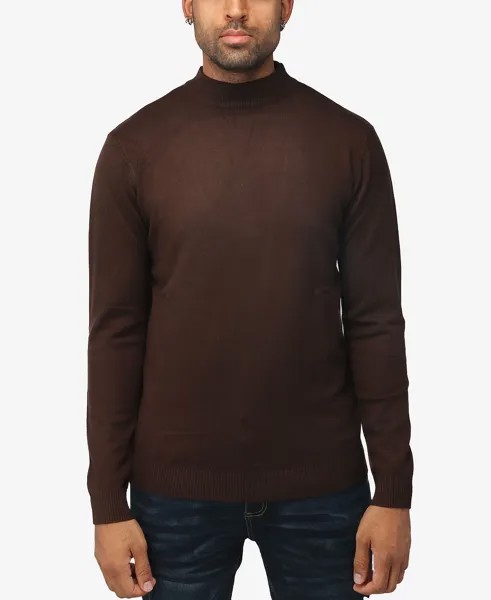 Мужской базовый пуловер средней плотности с воротником-стойкой X-Ray, темно-коричневый