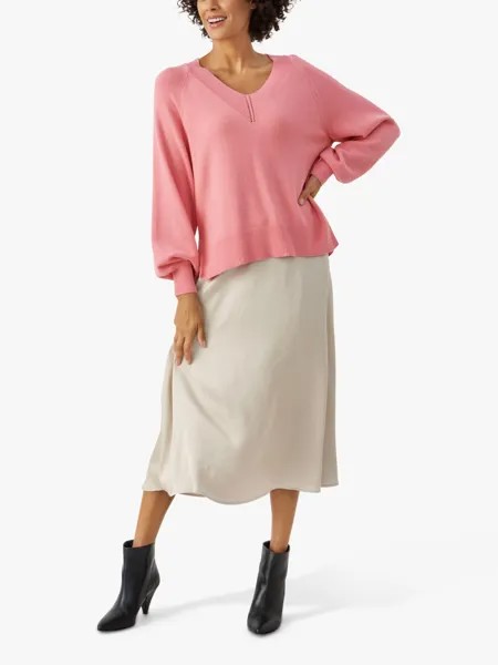 Джемпер-пуловер с рукавами и V-образным вырезом Taleen Part Two, цвет фламинго