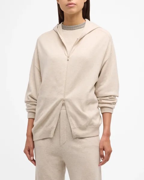 2-слойная толстовка на молнии из кашемира Brunello Cucinelli, цвет C9613 Wheat