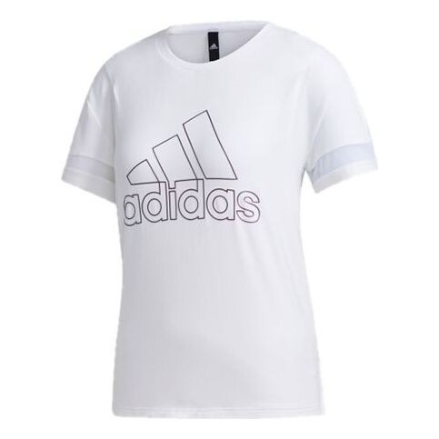 Футболка спортивная стильные с круглым вырезом и коротким рукавом Adidas, белый