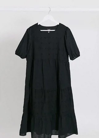 Черное платье мидакси с вышивкой ришелье New Look Maternity-Черный