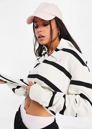 Эксклюзивный лонгслив в полоску с воротником поло Polo Ralph Lauren x ASOS-Белый