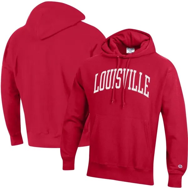 Мужской красный пуловер с капюшоном Louisville Cardinals Team Arch обратного переплетения Champion