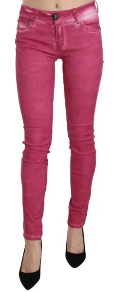 PLEIN SUD JEANIUS Брюки Розовые бархатные узкие брюки со средней талией s. W31 Рекомендуемая розничная цена: 450 долларов США.