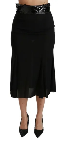 DOLCE - GABBANA Юбка шелковая черная, миди-русалка с высокой талией IT42/ US8 / M Рекомендуемая розничная цена 950 долларов США