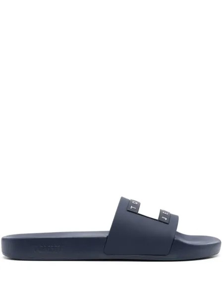 Tommy Jeans logo-badge pool slides, синий