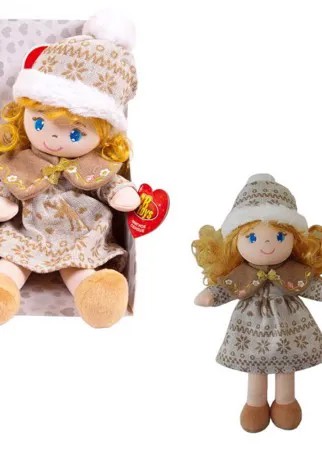 ABtoys Кукла в бежевой шапочке и фетровом платье 36 см