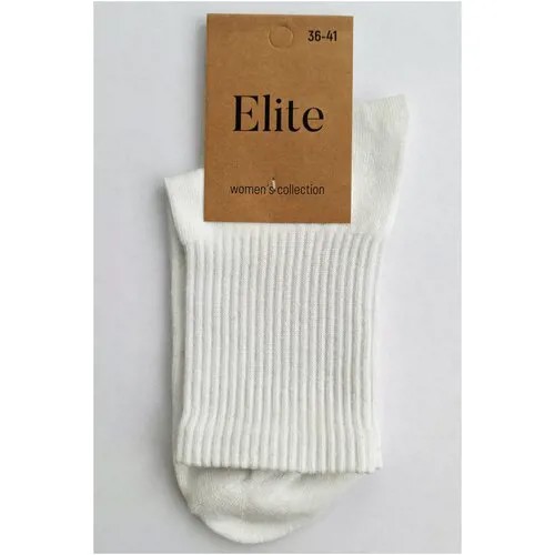 Носки женские Elite, размер 36-41, хлопок, белые