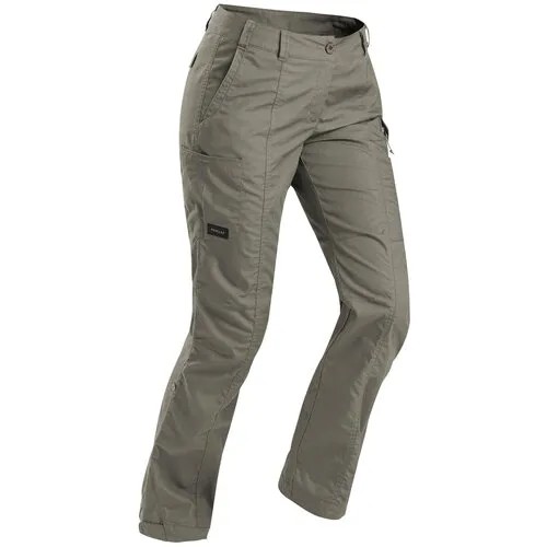 Женские брюки для треккинга TRAVEL 100 , размер: 38 (L31), цвет: Коричневый Хаки FORCLAZ Х Decathlon
