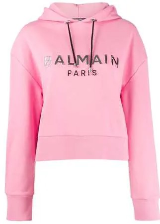 Balmain укороченное худи с логотипом