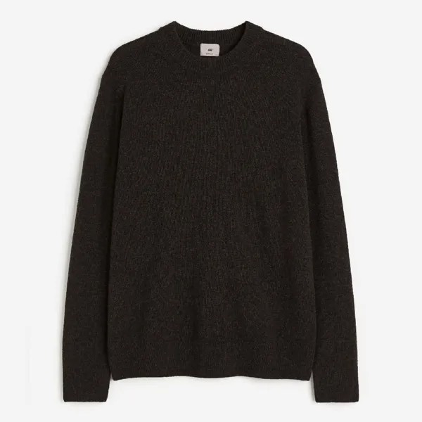 Свитер H&M Regular Fit Wool, темно-коричневый