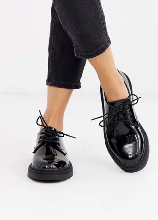 Лакированные туфли на шнуровке Miss Selfridge-Черный цвет