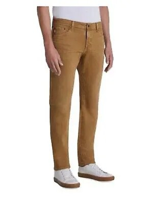 ADRIANO GOLDSCHMIED Мужские коричневые прямые джинсы облегающего кроя из смесового хлопка 33R