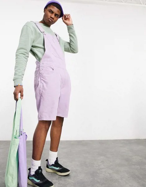 Фиолетовый вельветовый комбинезон с шортами ASOS DESIGN-Фиолетовый цвет