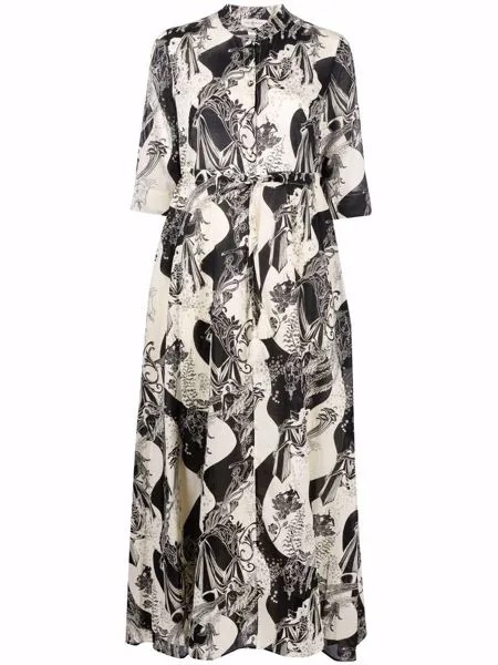 Tory Burch leaf-print maxi shirt dress