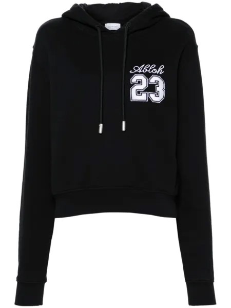 Укороченное худи с вышивкой Off-White, черный