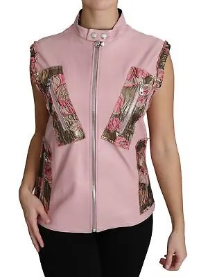 Куртка DOLCE - GABBANA Розовый кожаный жилет без рукавов с застежкой-молнией IT40/6/S $3300