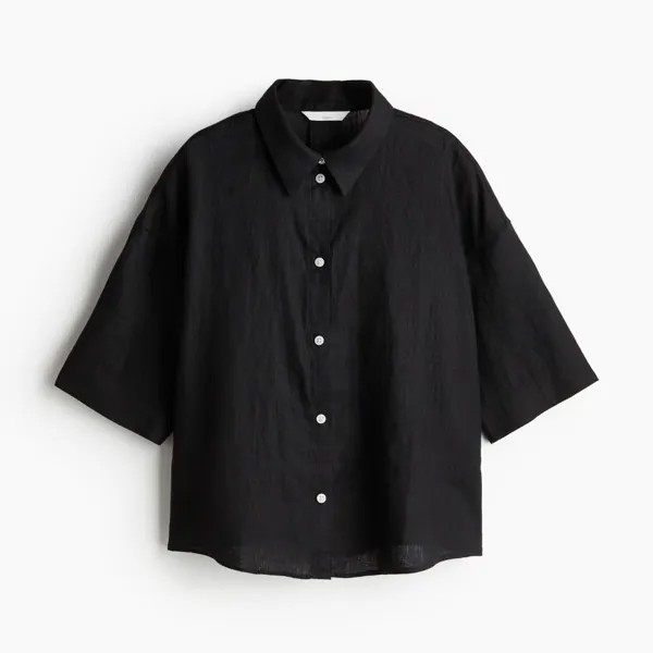 Рубашка H&M Linen, черный