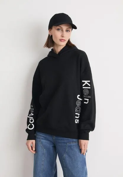 Толстовка с капюшоном MULTI PLACEMENT LOGO Calvin Klein Jeans, черный