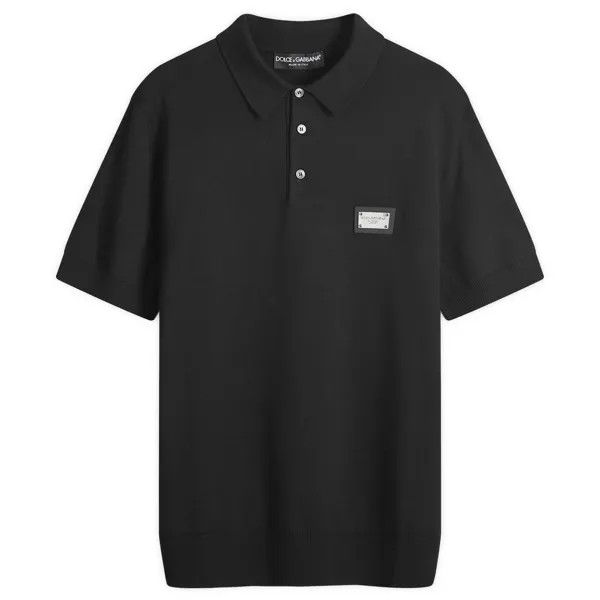 Поло Dolce & Gabbana Badge Logo Knitted Polo Shirt, черный