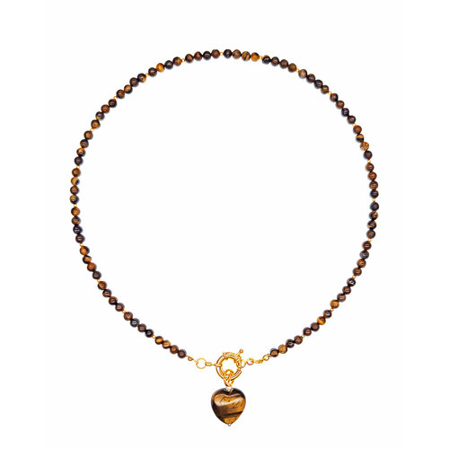 Колье Strekoza Collection, тигровый глаз, длина 43 см, коричневый