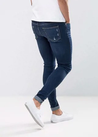 Облегающие джинсы цвета темного индиго Brooklyn Supply Co-Темно-синий