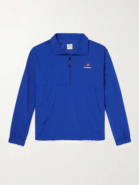 Спортивная куртка с молнией до половины и логотипом NEW BALANCE, синий