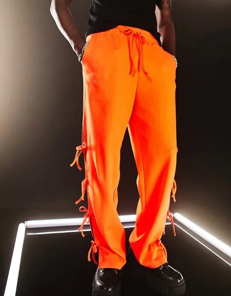 Красные джоггеры прямого кроя с завязками ASOS DESIGN-Оранжевый цвет
