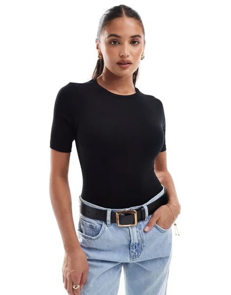 Черное боди-футболка скинни ASOS DESIGN