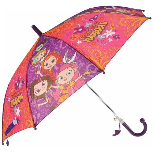 Детский зонт трость для девочек со свистком Сказочный патруль, радиус 45 см, длина зонтика 60,5 см, крепление на липучке
