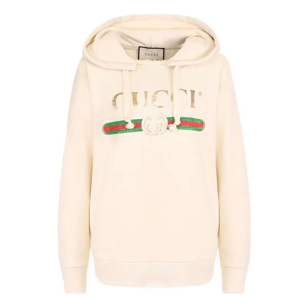 Толстовка (WMNS) GUCCI Classic Gucci Logo Hoodie 'White', белый