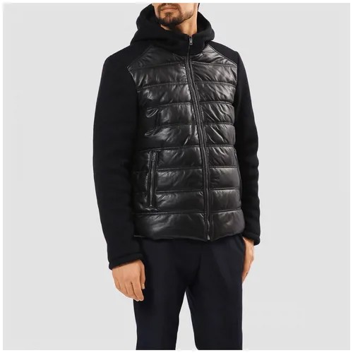 Кожаная куртка Principe di Bologna, демисезон/зима, размер 52, черный