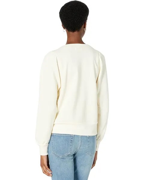 Толстовка Madewell Henley Puff-Sleeve Sweatshirt, цвет Antique Cream