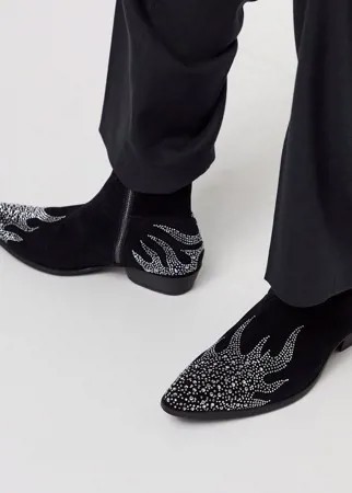 Черные ботинки челси в стиле вестерн на кубинском каблуке ASOS DESIGN-Черный