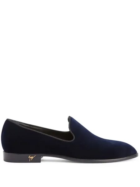 Giuseppe Zanotti бархатные лоферы Gatien, синий