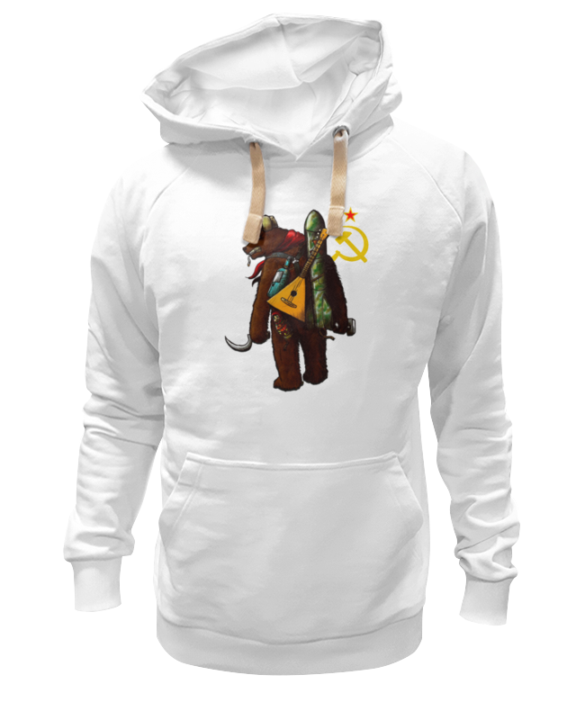 Худи Printio Angry russian bear белое 3XL